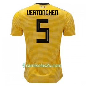 Camisolas de Futebol Bélgica Vertonghen 5 Equipamento Alternativa Copa do Mundo 2018 Manga Curta